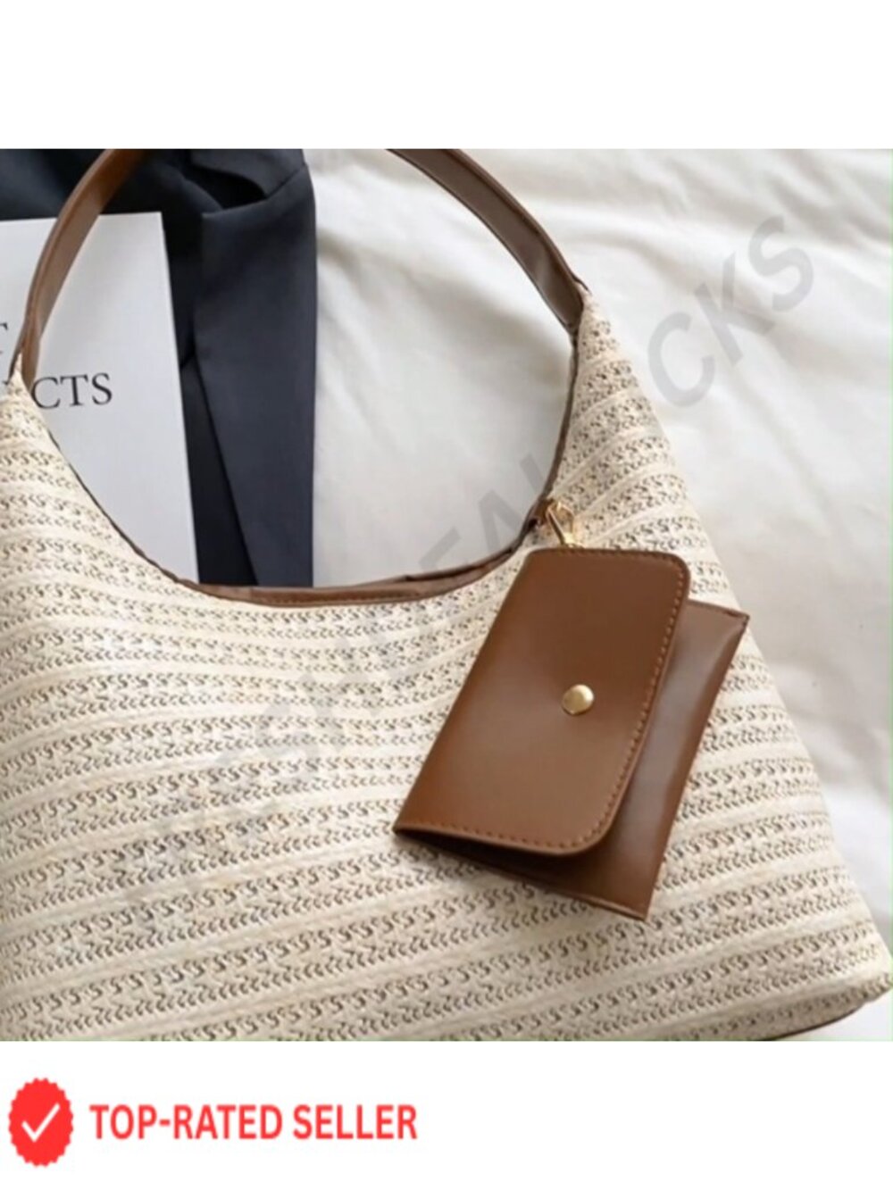 Large Straw Hobo Bag Women Raffia Summer Shoulder Beach Vacation Slouchy Tote - Picture 6 of 6